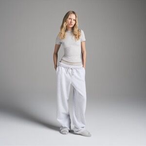 SKIMS NWT Classic Cotton Fleece Straight Leg Pant - Light Heather Gray